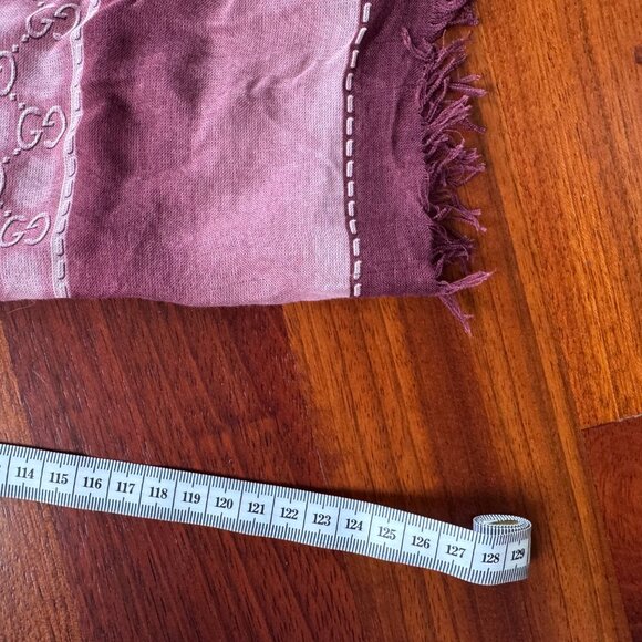 Gucci GG Monogram Jacquard Scarf Mauve Purple Wool Silk Blend - Picture 3 of 9